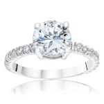 Round Solitaire Pave Ring