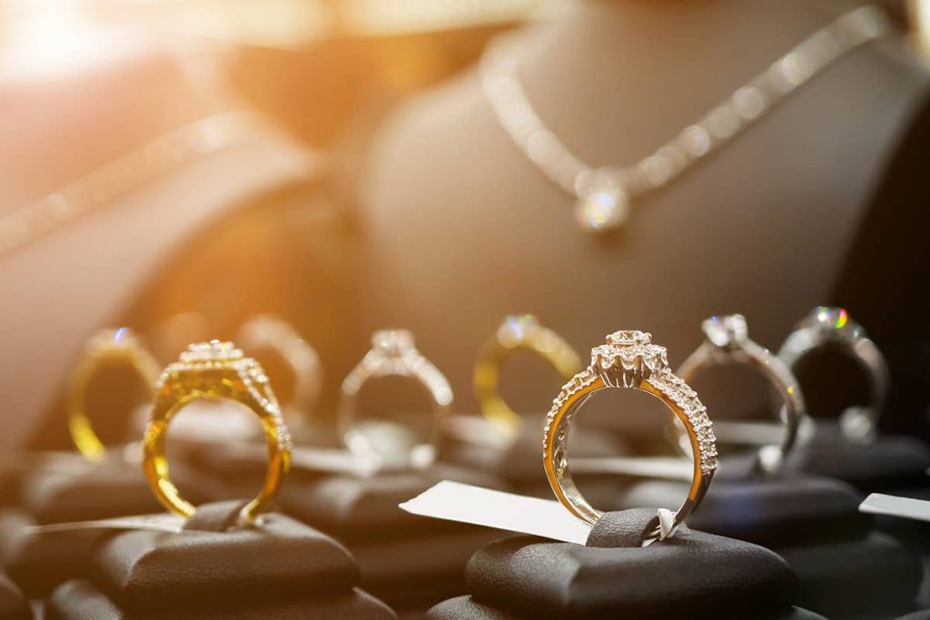 diamond rings on display