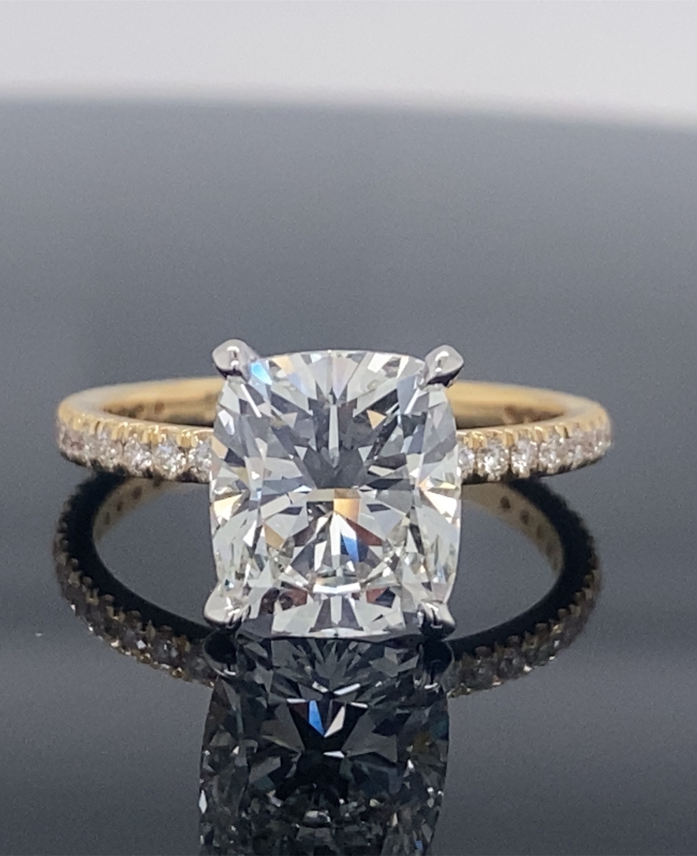 Elongated Cushion Cut Diamond Ring