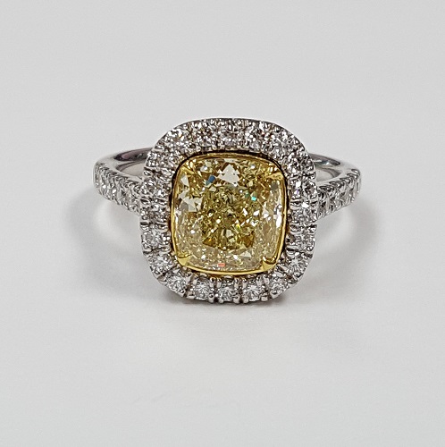 Fancy Yellow Cushion Diamond Ring